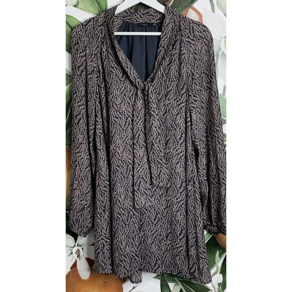 Talula Medium Dress Printed Tie Neck Long Sleeve Dress Floral
